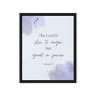 Nahum 1:3 Bible Verse, great in power Framed Canvas