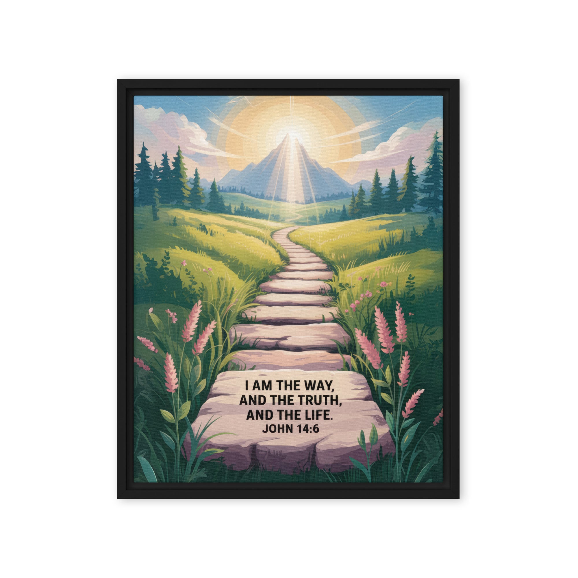 John 14:6 Bible Verse The Truth Framed Canvas Black 16″×20″