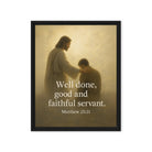 Matthew 25:21 Bible Verse Well Done Framed Canvas Black 16″×20″