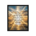 John 14:26 Bible Verse will send Framed Canvas Black 16″×20″