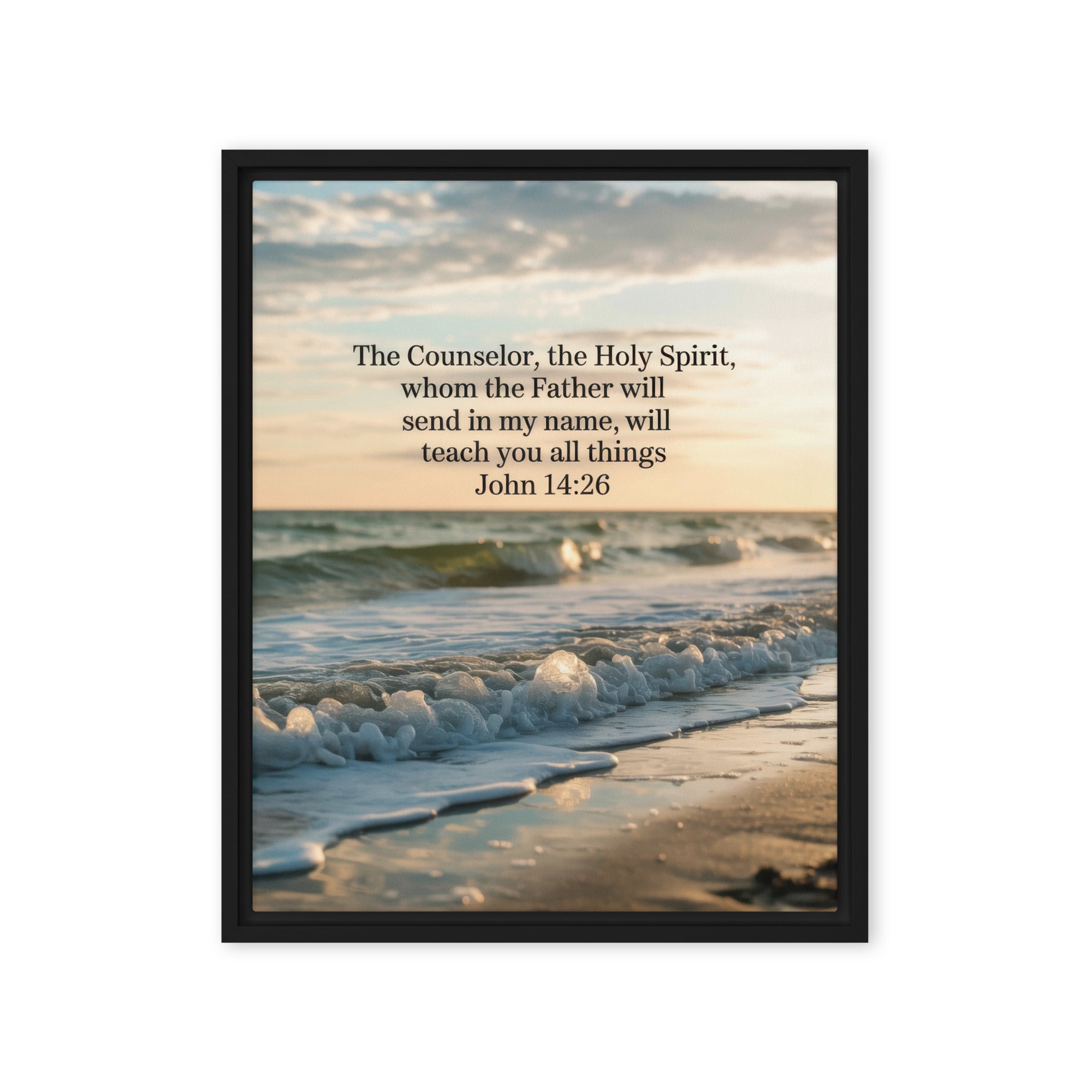 John 14:26 Bible Verse You All Framed Canvas Black 16″×20″