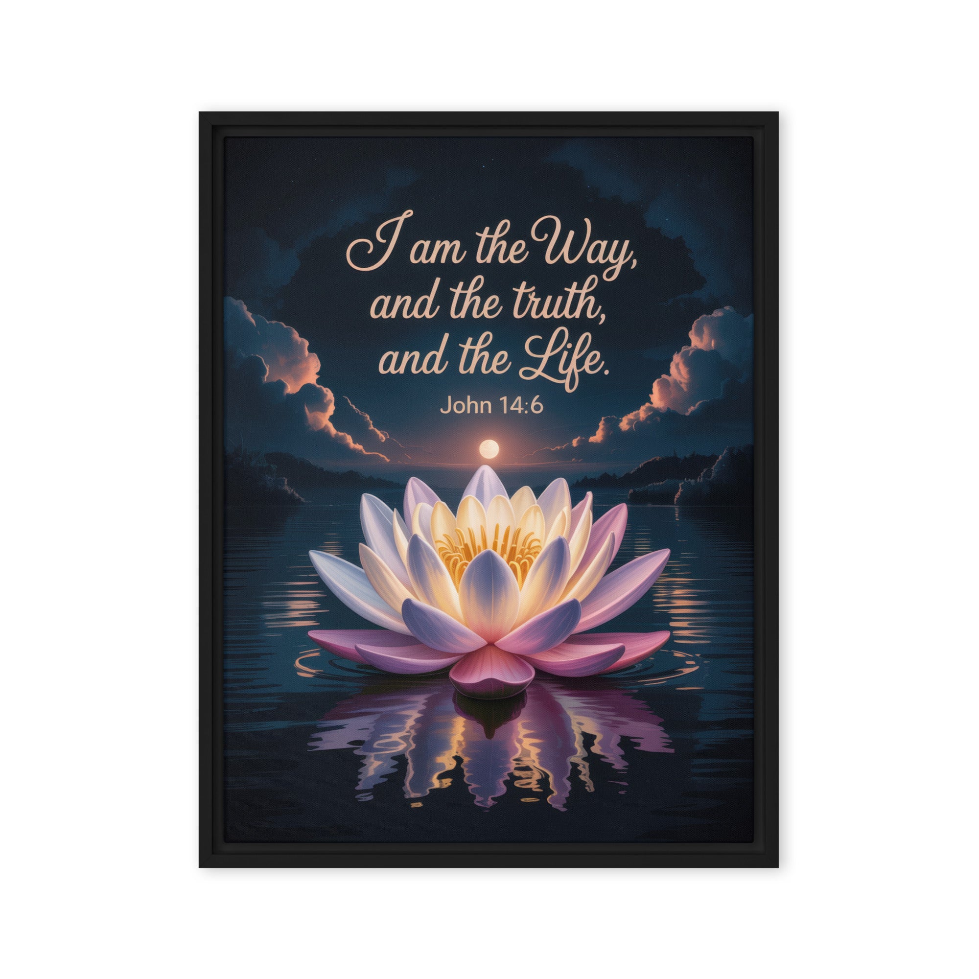 John 14:6 Bible Verse The Way Framed Canvas Black 18″×24″