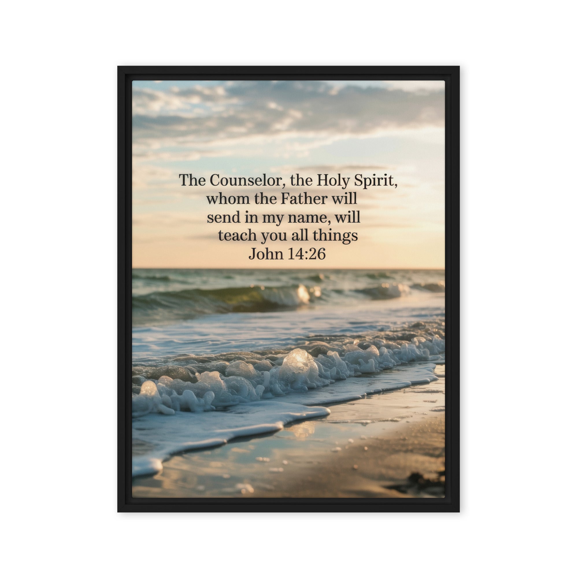 John 14:26 Bible Verse You All Framed Canvas Black 18″×24″