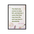 John 10:10 - Bible Verse, Abundant Life Framed Canvas