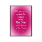 1 John 4:14 - Bible Verse, that the Father Framed Canvas