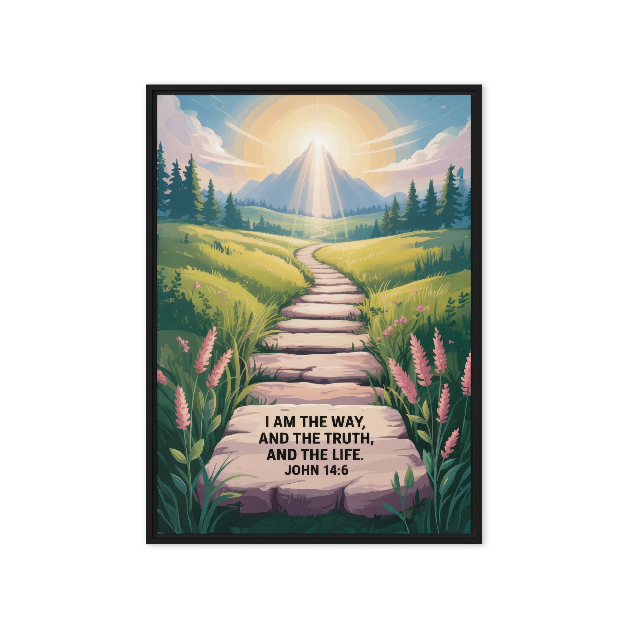 John 14:6 Bible Verse The Truth Framed Canvas Black 20″×28″