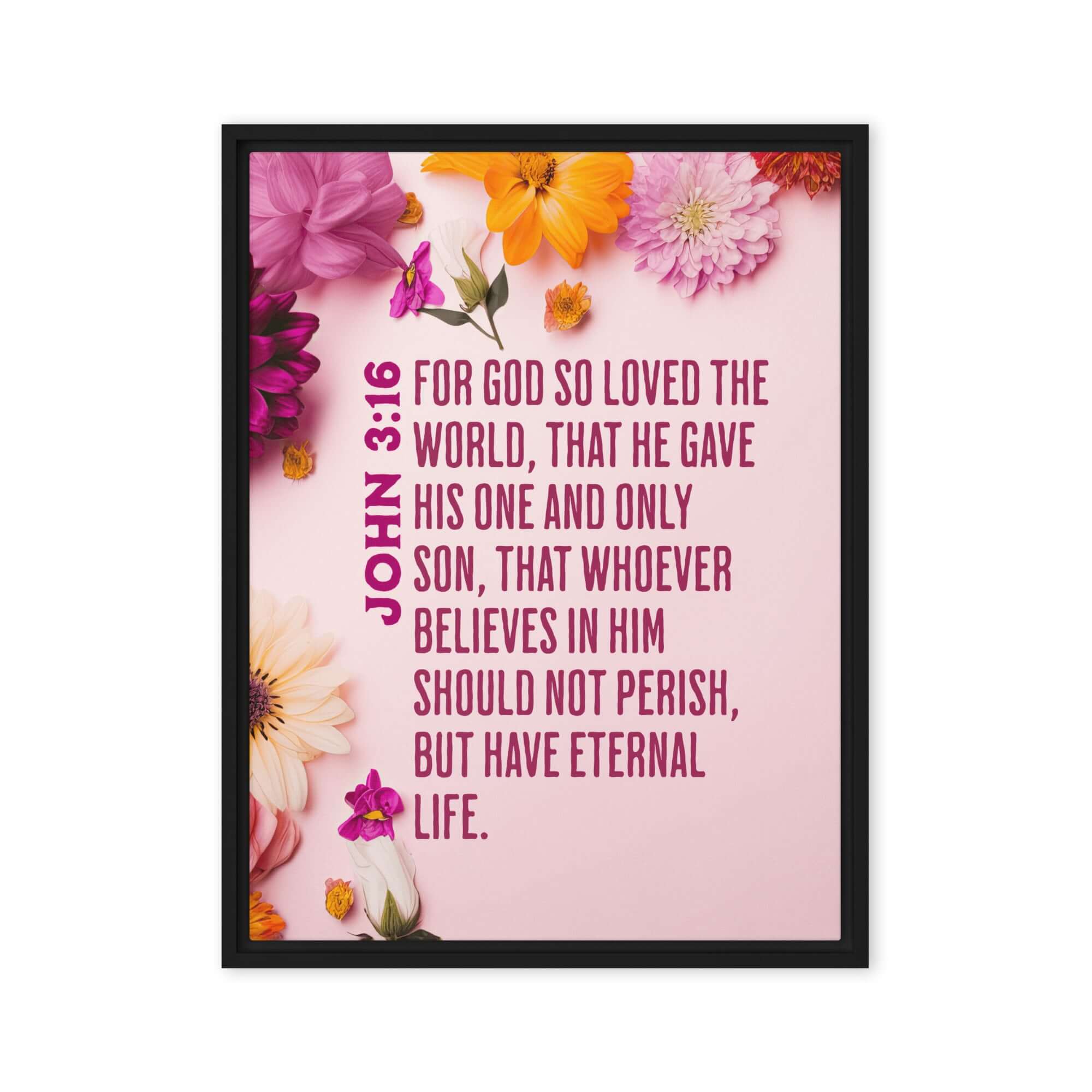 John 3:16 - Bible Verse, For God So Loved Framed Canvas