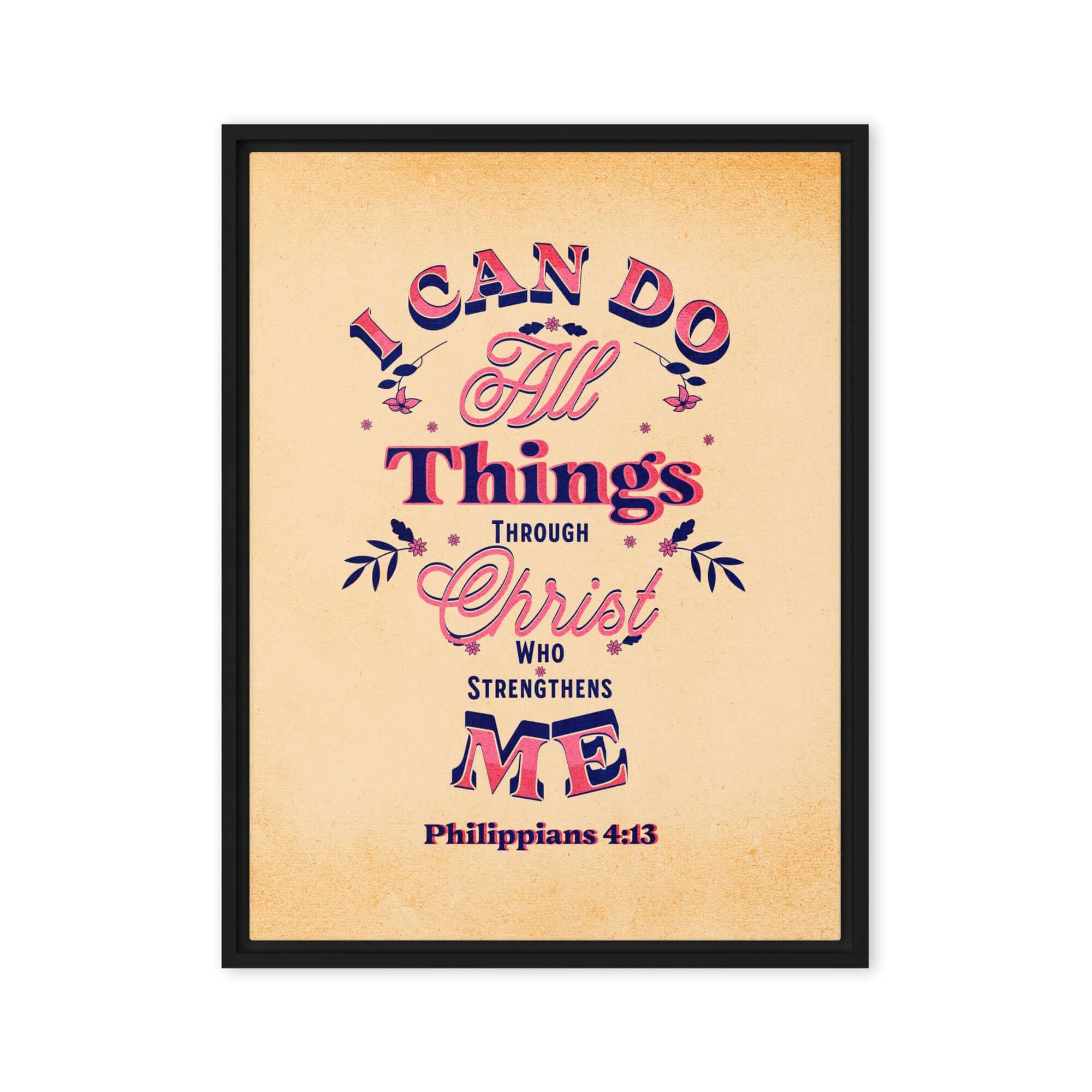 Phil 4:13 - Bible Verse, Christ Strengthens Me Framed Canvas