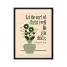 Col 3:16 - Bible Verse, word of Christ Framed Canvas