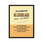 Heb 4:12 - Bible Verse, living and active Framed Canvas