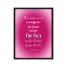 1 John 4:14 - Bible Verse, that the Father Framed Canvas