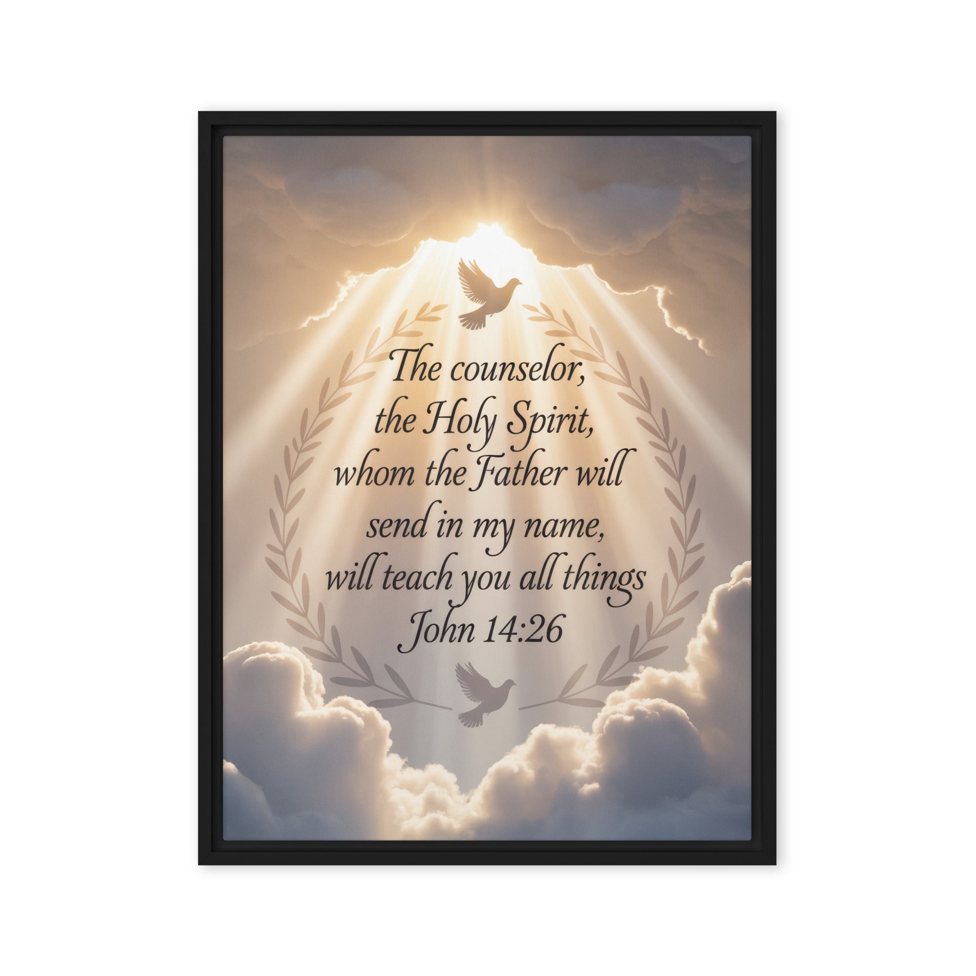 John 14:26 Bible Verse Counselor Framed Canvas Black 24″×32″