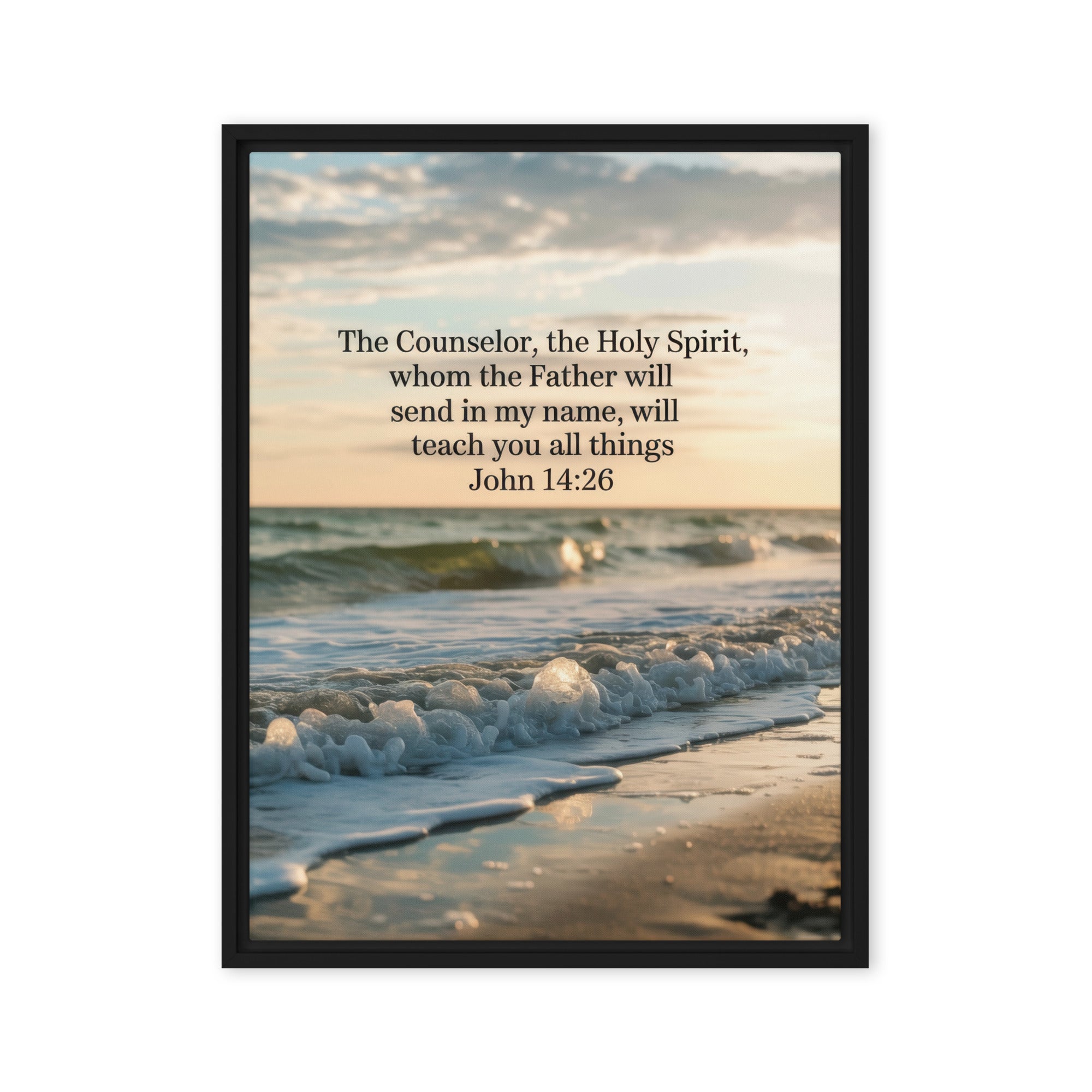 John 14:26 Bible Verse You All Framed Canvas Black 24″×32″
