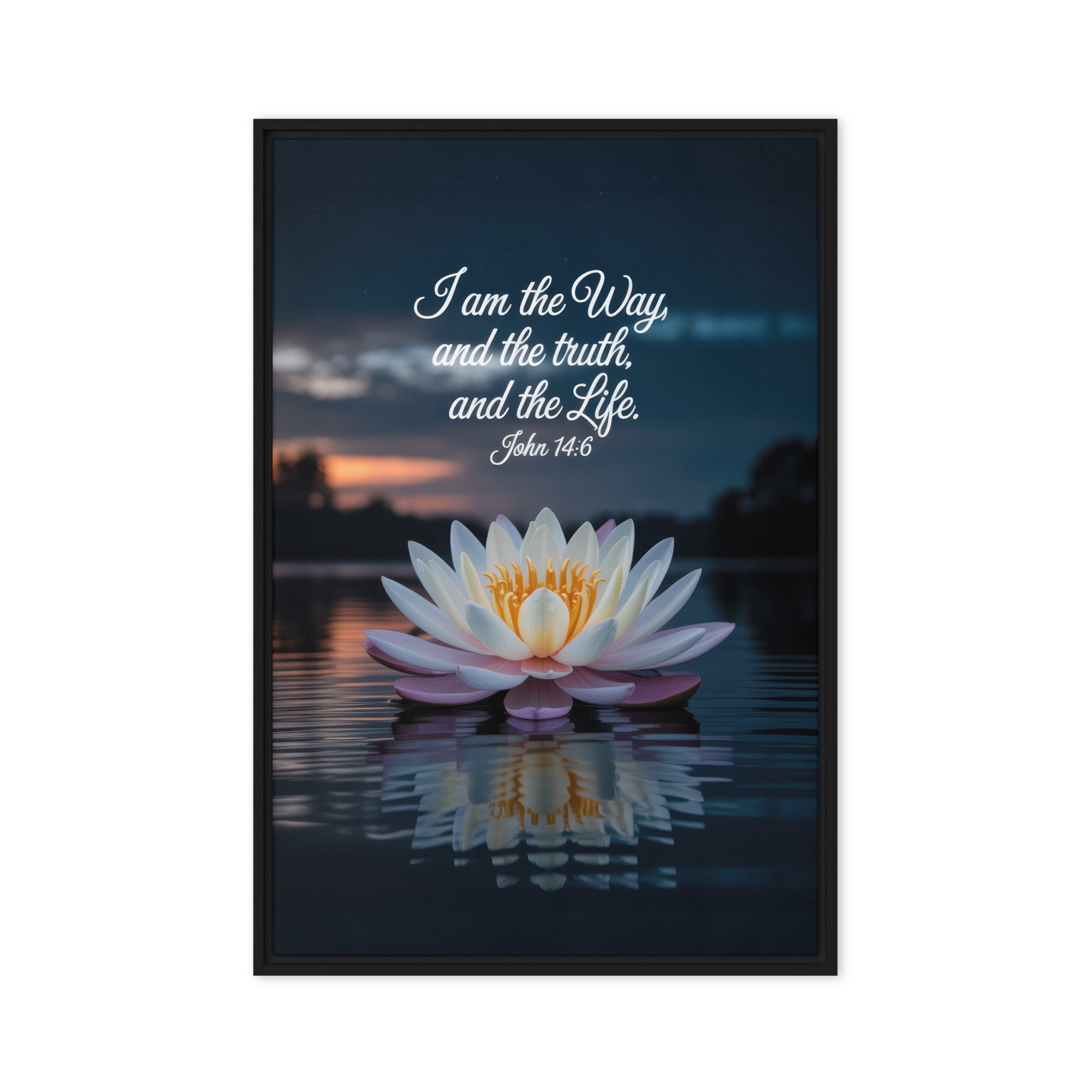 John 14:6 Bible Verse The Father Framed Canvas Black 24″×36″