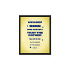 1 John 4:14 - Bible Verse, Savior of the world Framed Canvas