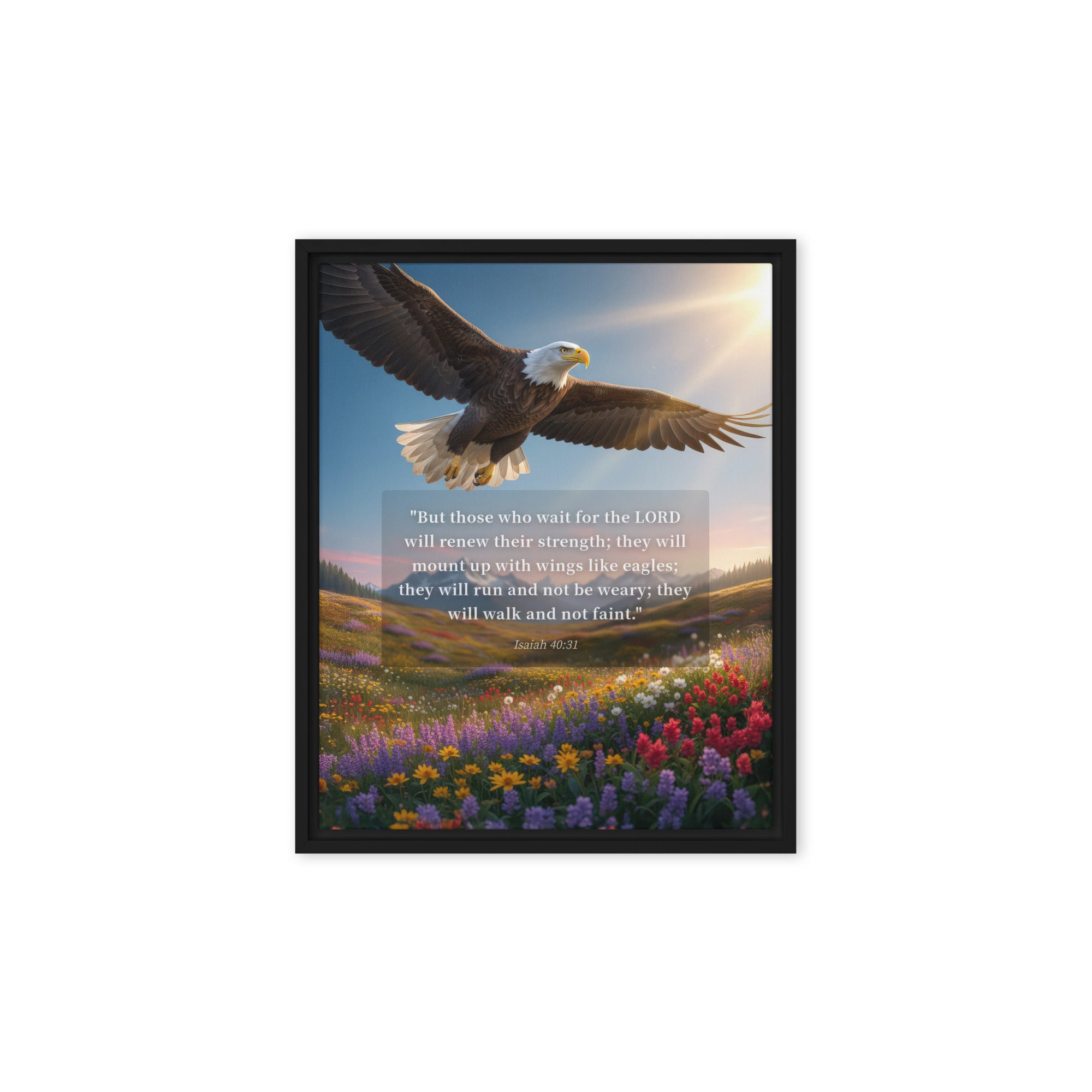 Isaiah 40:31 Bible Verse Who Wait Framed Canvas Black 8″×10″