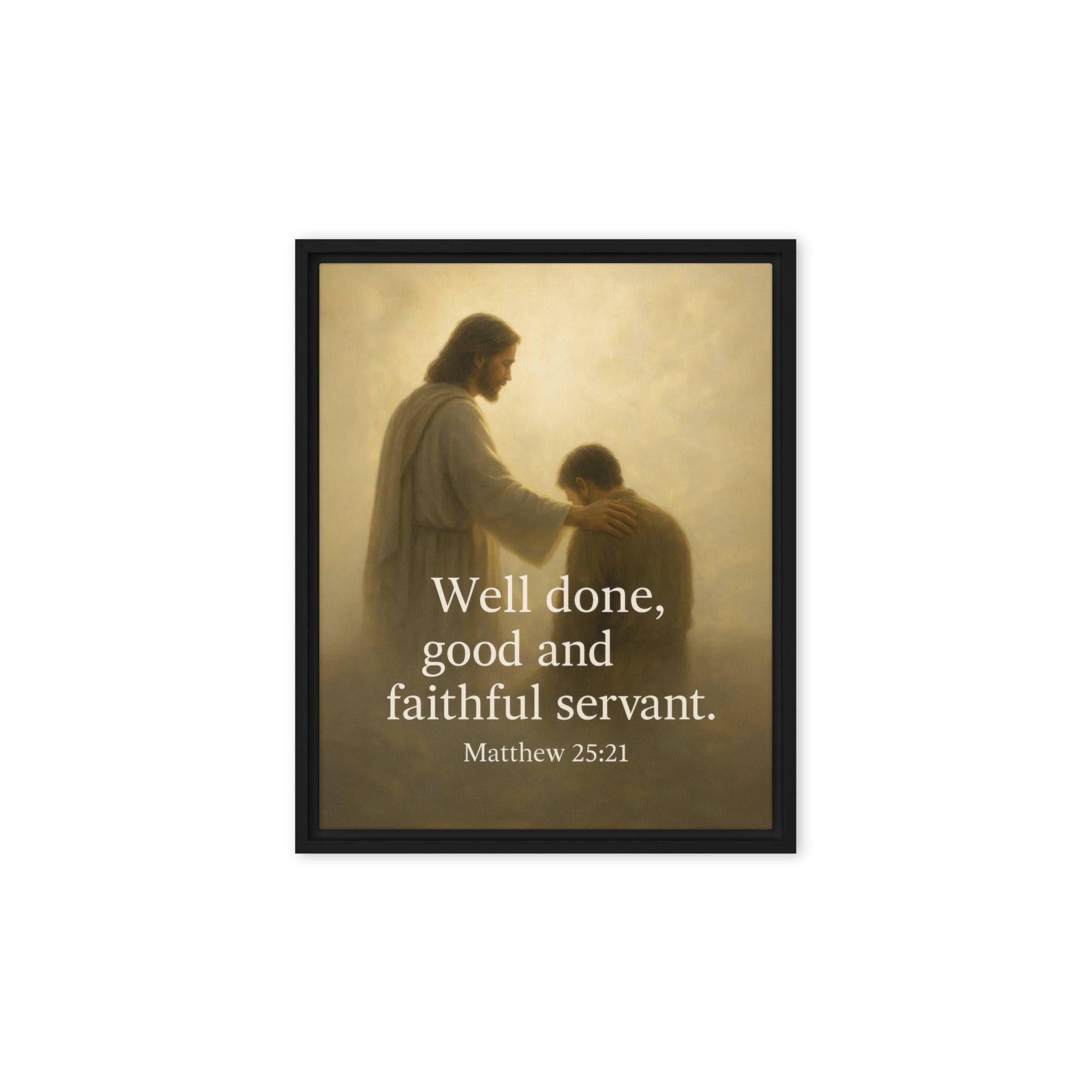 Matthew 25:21 Bible Verse Well Done Framed Canvas Black 8″×10″