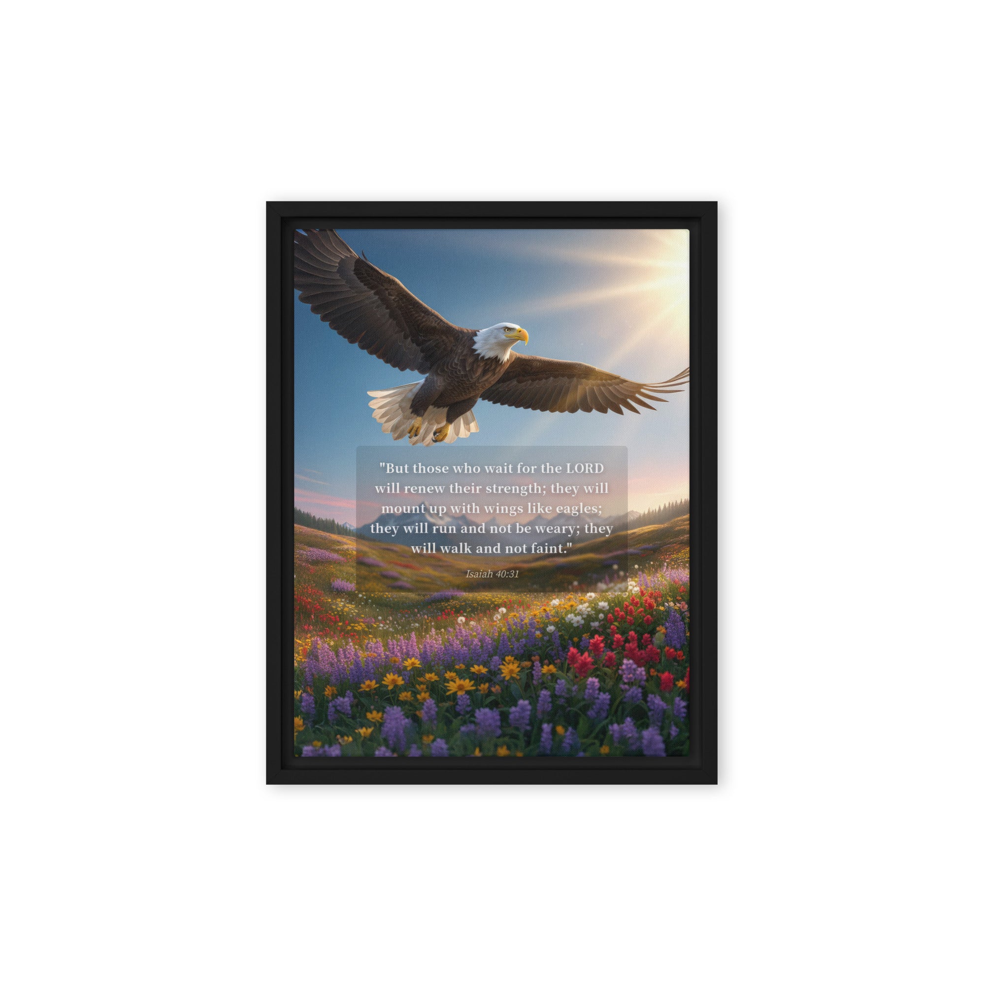 Isaiah 40:31 Bible Verse Who Wait Framed Canvas Black 9″×12″