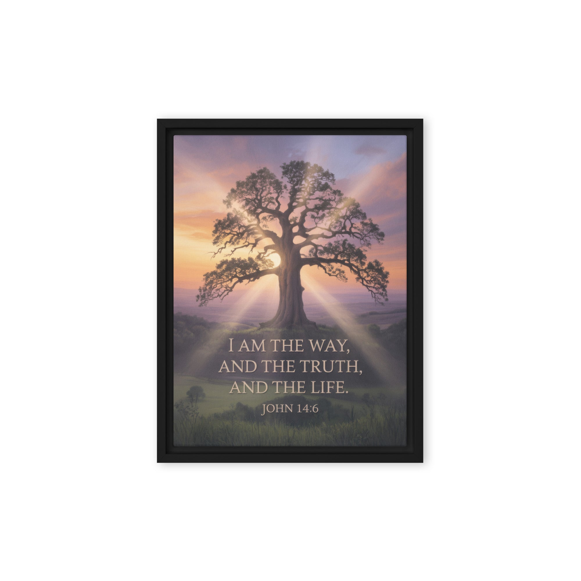 John 14:6 Bible Verse Jesus said Framed Canvas Black 9″×12″
