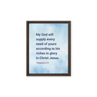 Phil 4:19 - Bible Verse, God will supply Framed Canvas