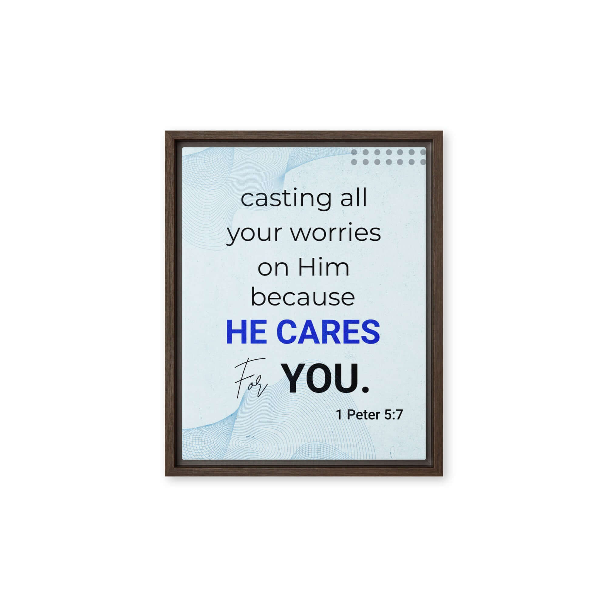 1 Pet 5:7 - Bible Verse, casting all your worries on Him Framed Canvas