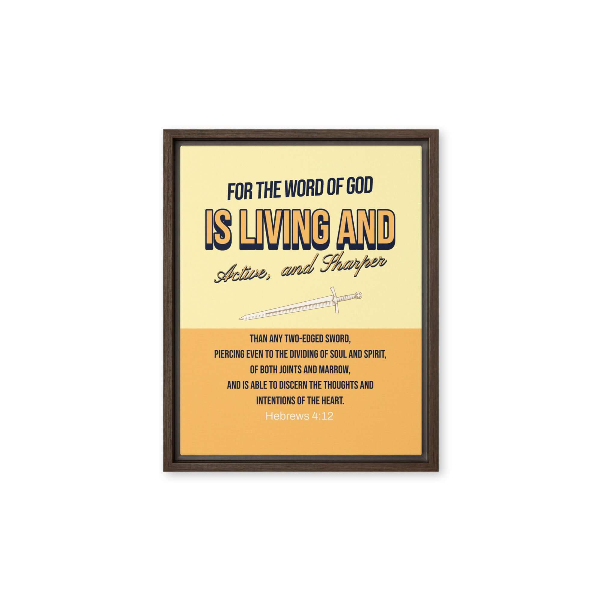 Heb 4:12 - Bible Verse, living and active Framed Canvas