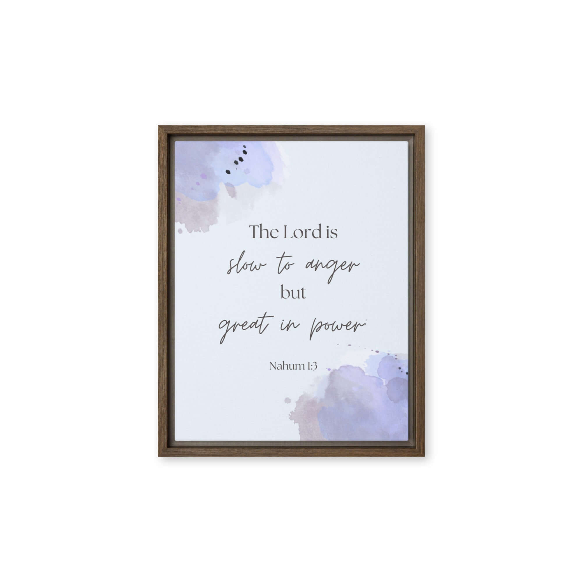 Nahum 1:3 Bible Verse, great in power Framed Canvas