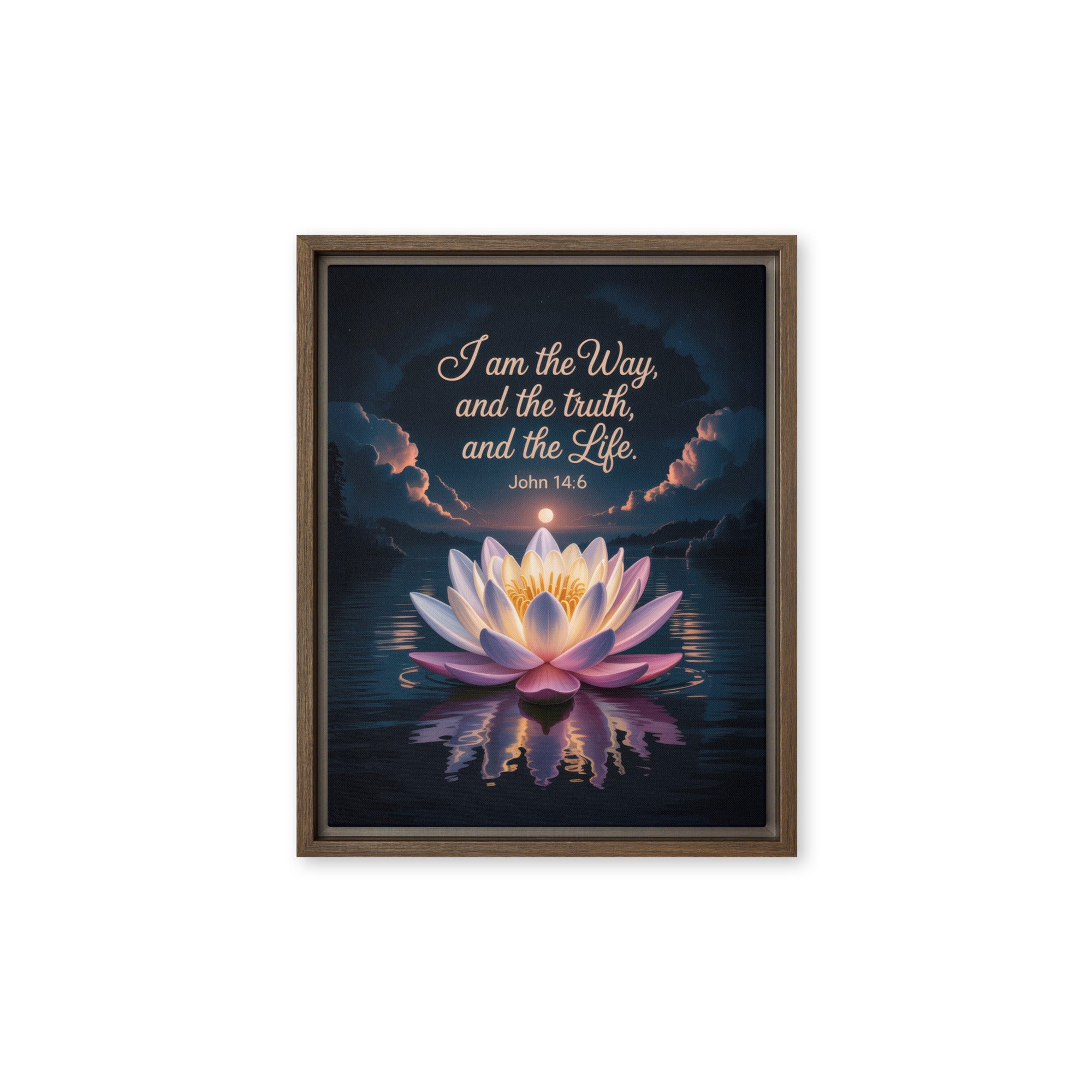 John 14:6 Bible Verse The Way Framed Canvas Brown 11″×14″