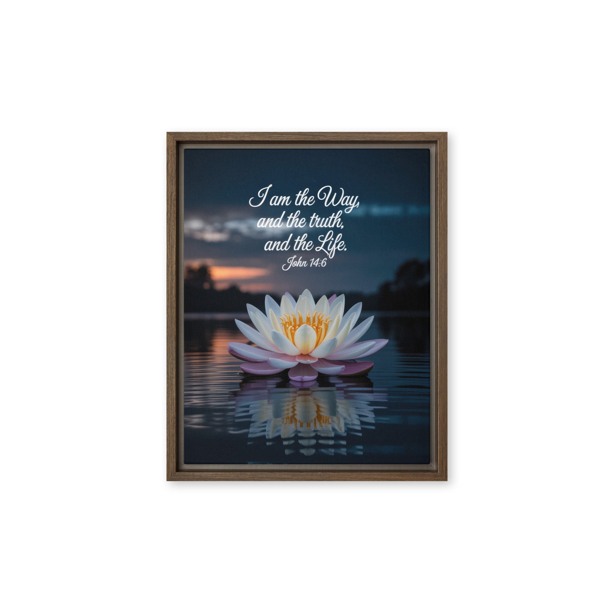 John 14:6 Bible Verse The Father Framed Canvas Brown 11″×14″
