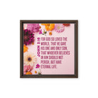 John 3:16 - Bible Verse, For God So Loved Framed Canvas