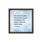 Phil 4:19 - Bible Verse, God will supply Framed Canvas