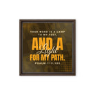 Psalm 119:105 - Bible Verse, lamp to my feet Framed Canvas