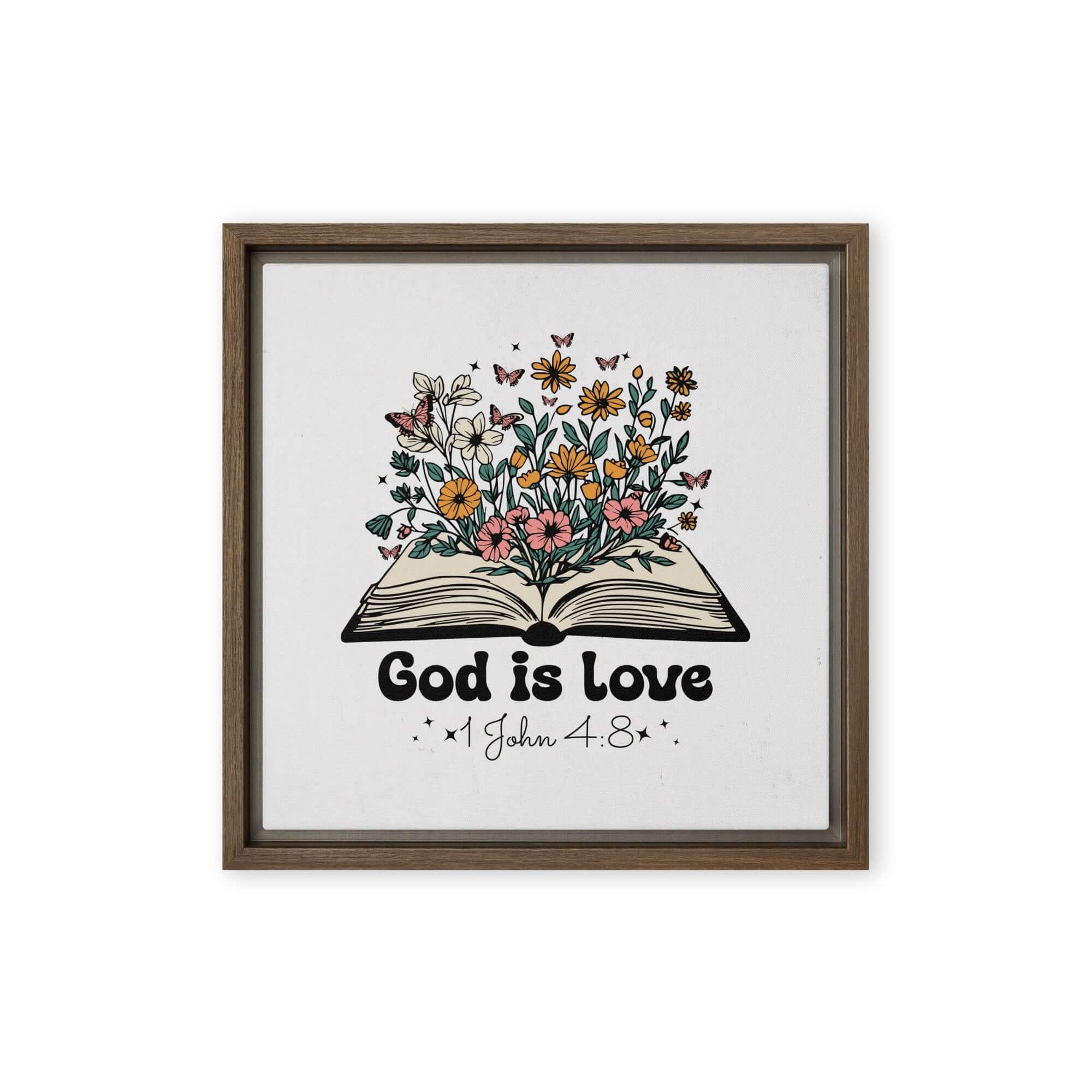 1 John 4:8 - Bible Verse, God is Love Framed Canvas