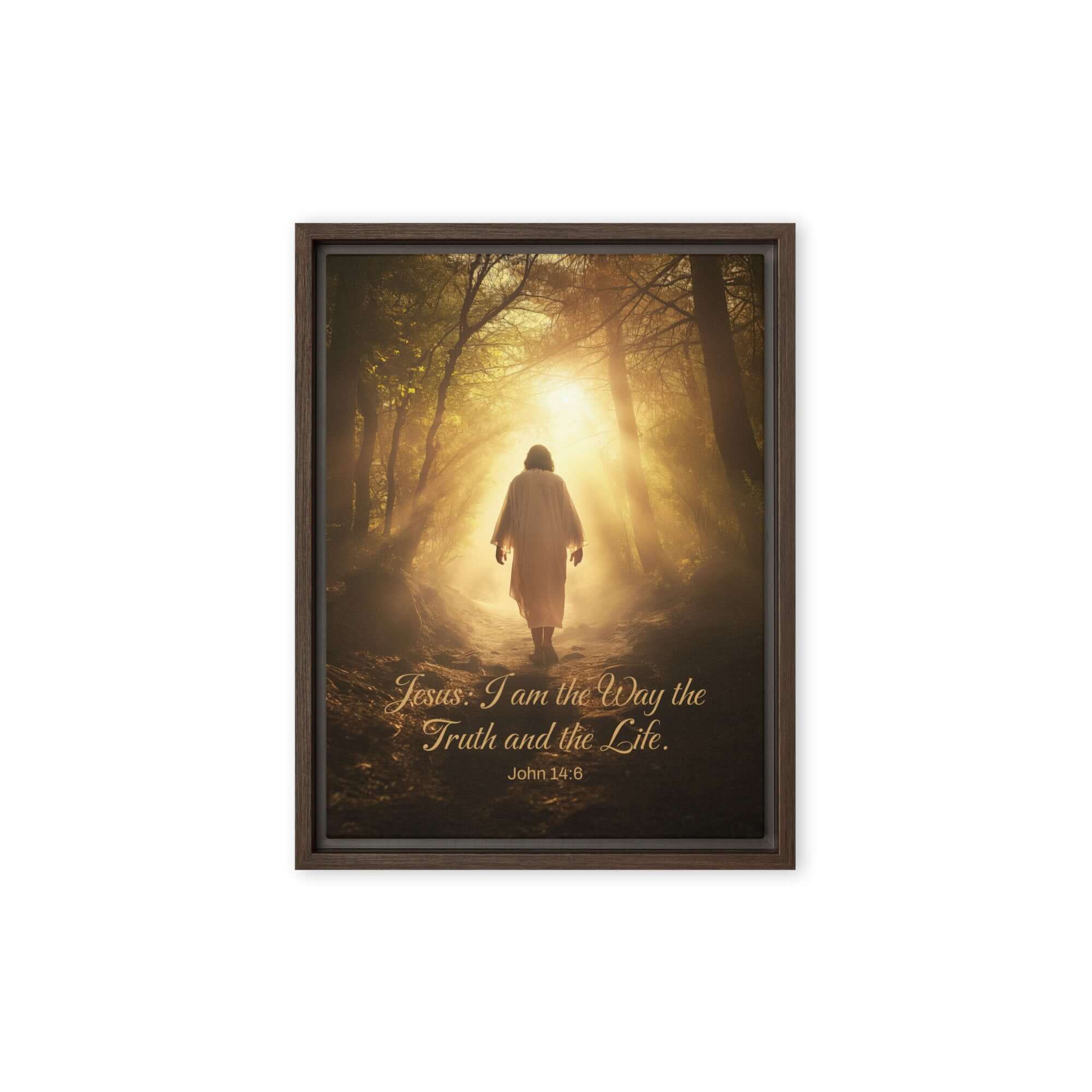John 14:6 Bible Verse, Forest Image Framed Canvas