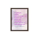 Phil 4:6 - Bible Verse, Prayer and Petition Framed Canvas