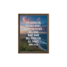 John 14:26 Bible Verse will teach Framed Canvas Brown 12″×16″