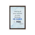 1 Pet 5:7 - Bible Verse, casting all your worries on Him Framed Canvas