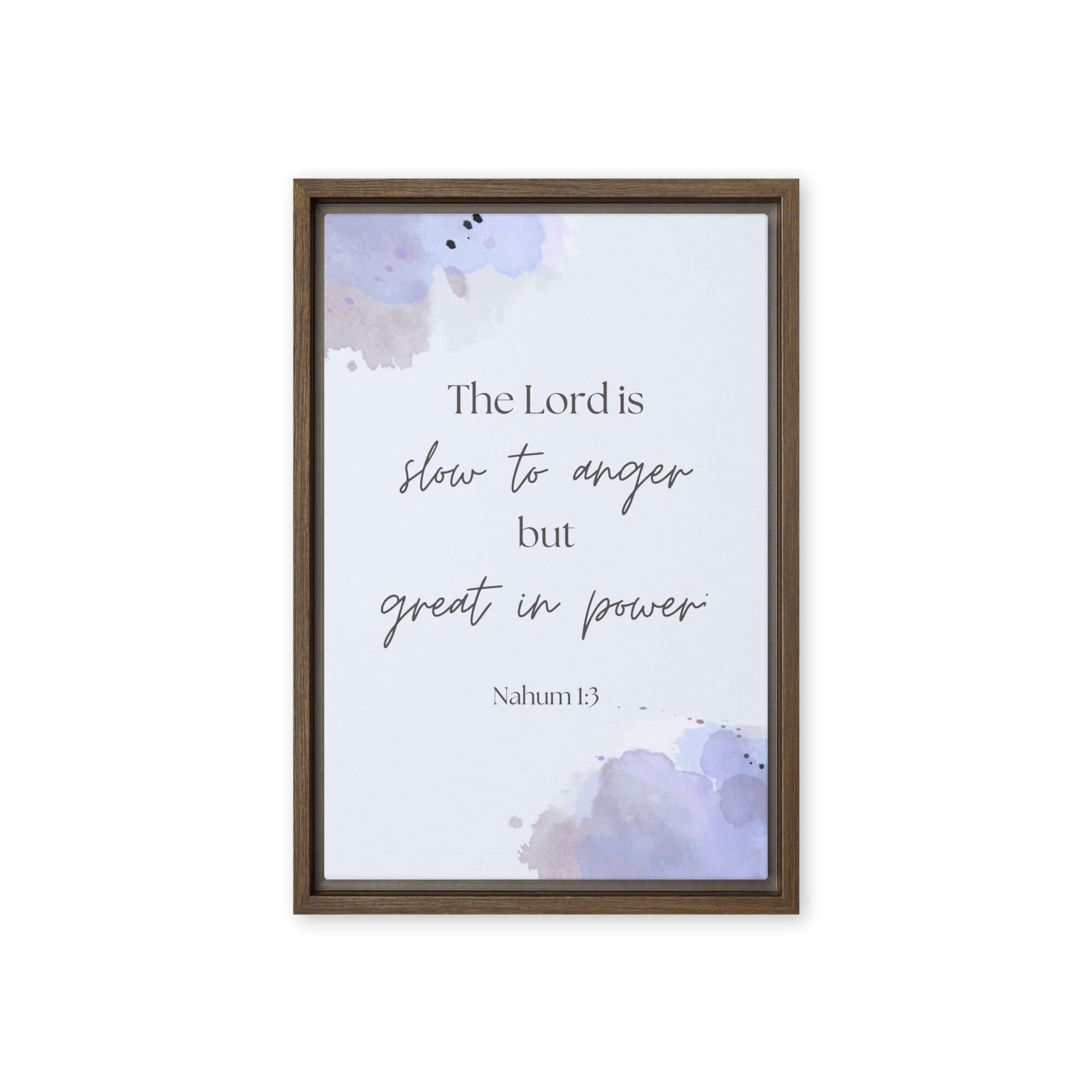 Nahum 1:3 Bible Verse, great in power Framed Canvas