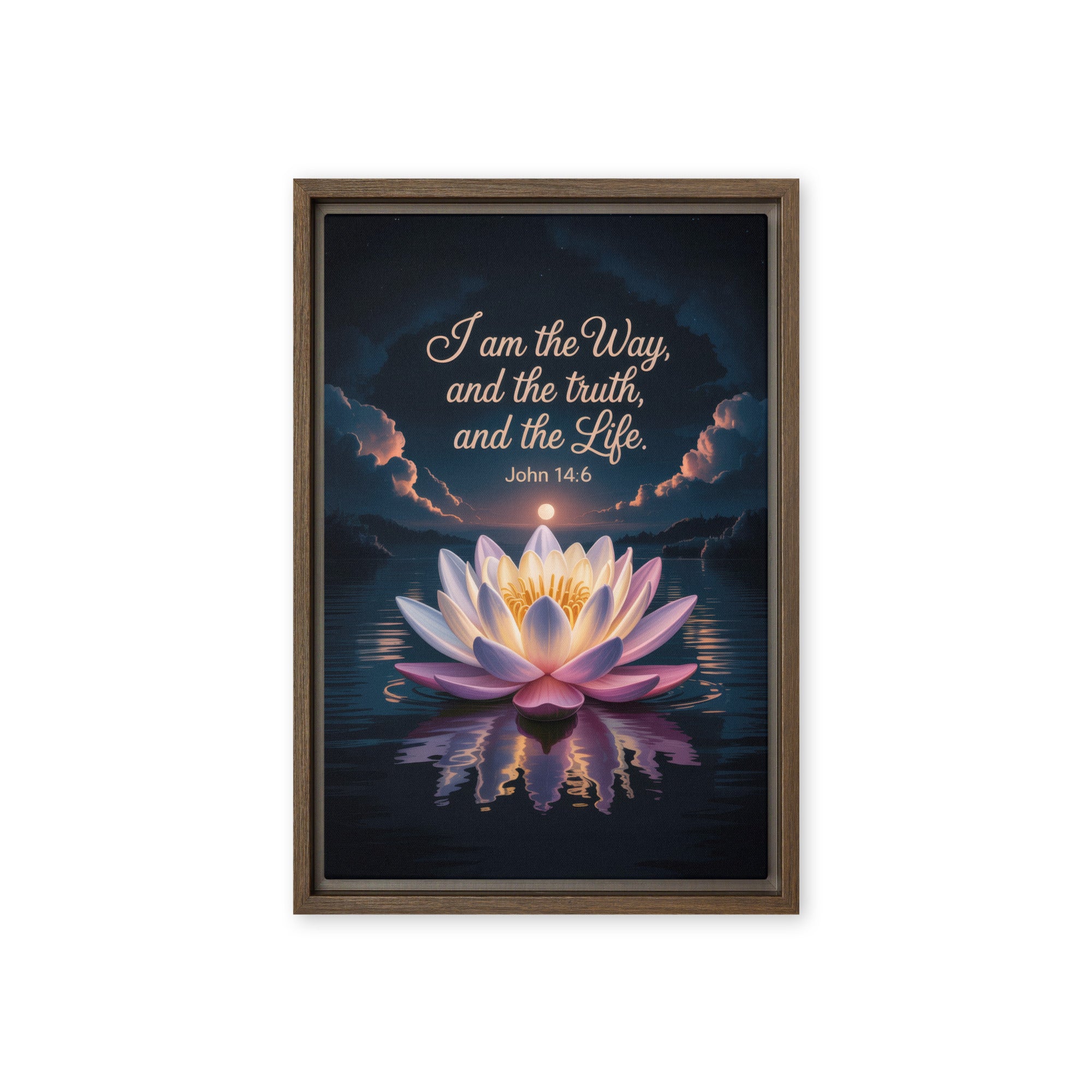 John 14:6 Bible Verse The Way Framed Canvas Brown 12″×18″