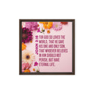 John 3:16 - Bible Verse, For God So Loved Framed Canvas