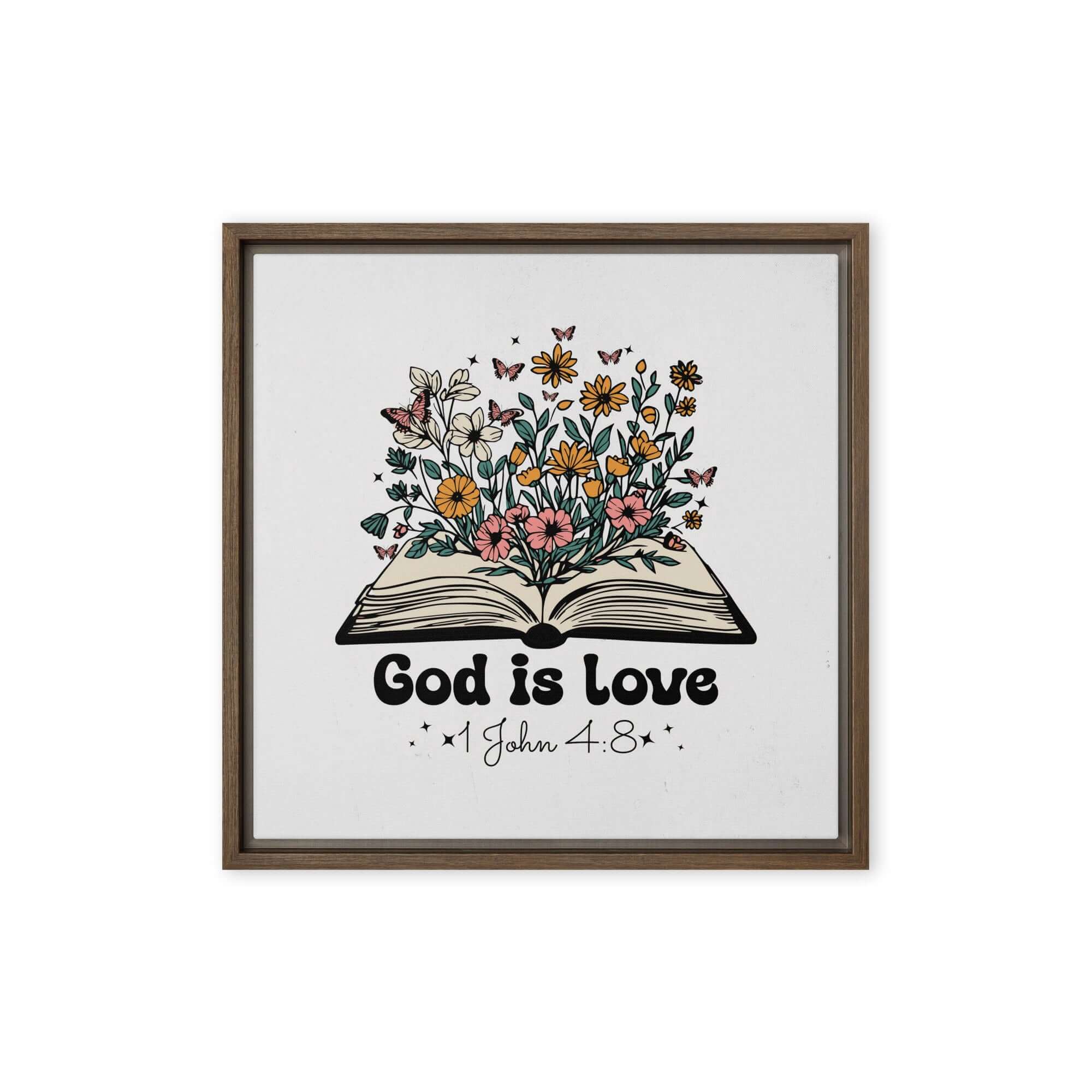 1 John 4:8 - Bible Verse, God is Love Framed Canvas