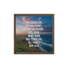 John 14:26 Bible Verse will teach Framed Canvas Brown 16″×16″