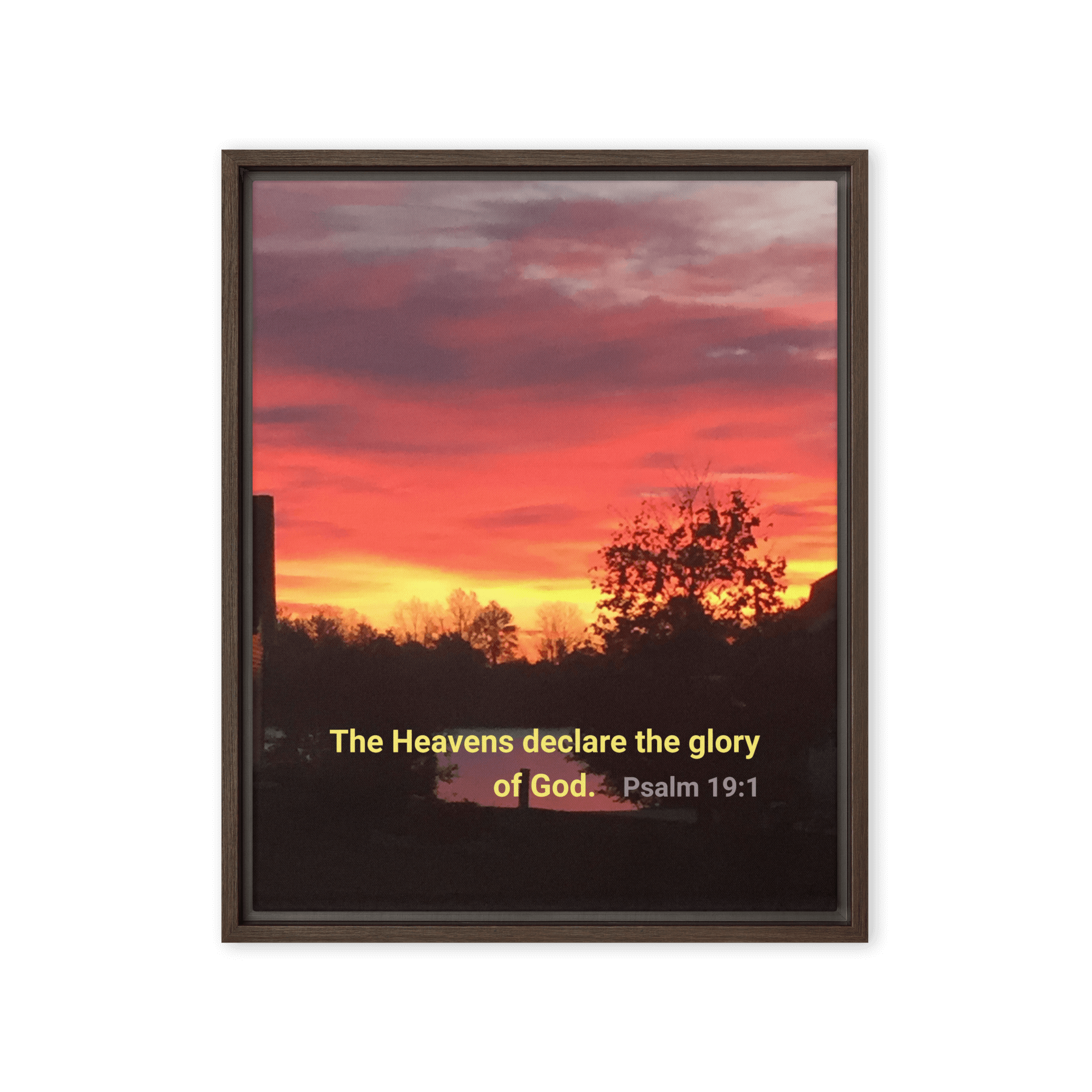 Psalm 19:1 Bible Verse, Sunset Glory Framed Canvas