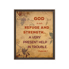 Psalm 46:1 - Bible Verse, God is Our Refuge Framed Canvas