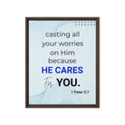 1 Pet 5:7 - Bible Verse, casting all your worries on Him Framed Canvas