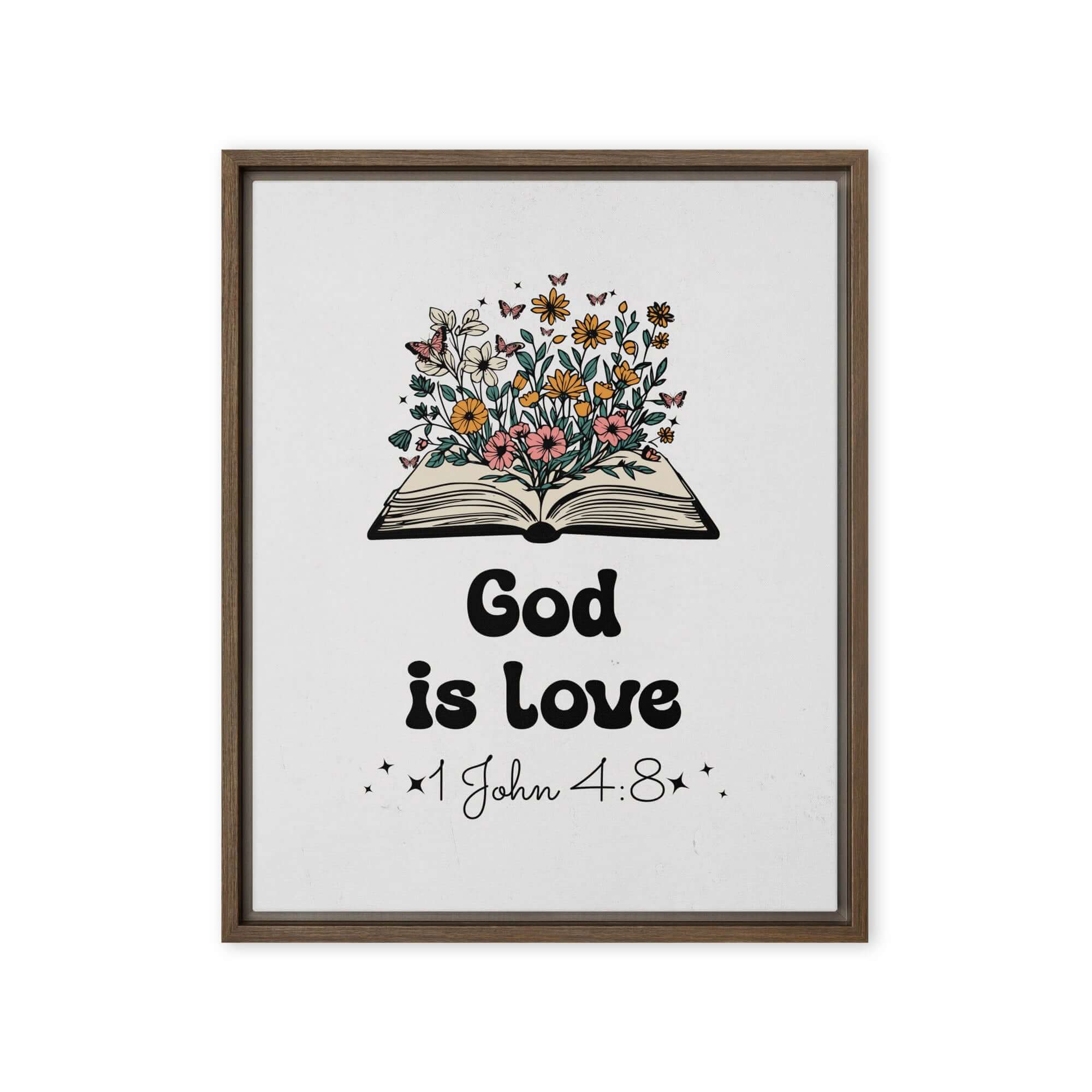 1 John 4:8 - Bible Verse, God is Love Framed Canvas