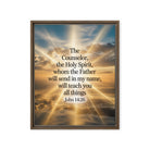 John 14:26 Bible Verse will send Framed Canvas Brown 16″×20″