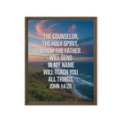 John 14:26 Bible Verse will teach Framed Canvas Brown 16″×20″