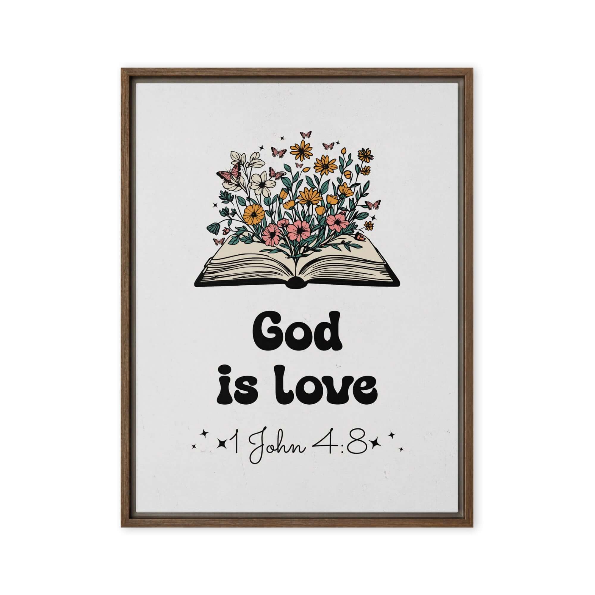 1 John 4:8 - Bible Verse, God is Love Framed Canvas