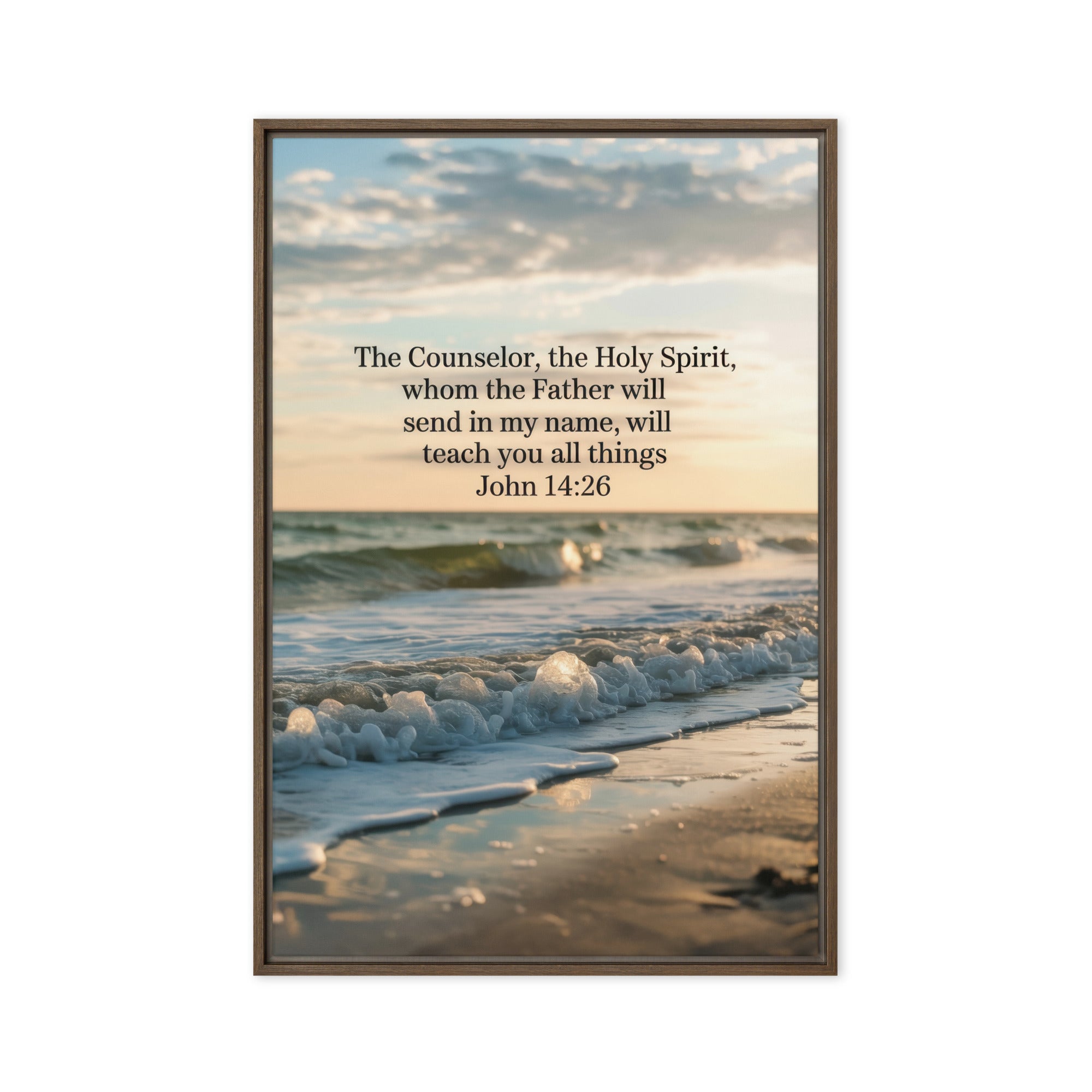John 14:26 Bible Verse You All Framed Canvas Brown 20″×30″